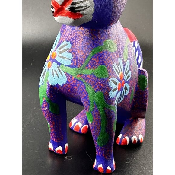 Oaxacan Alebrije Wood Carvings Mexican Folk Art Bunny Rabbit Purple Sculpture - Picture 6 of 16